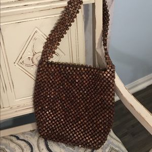 Wood Bead Sak Bucket Bag